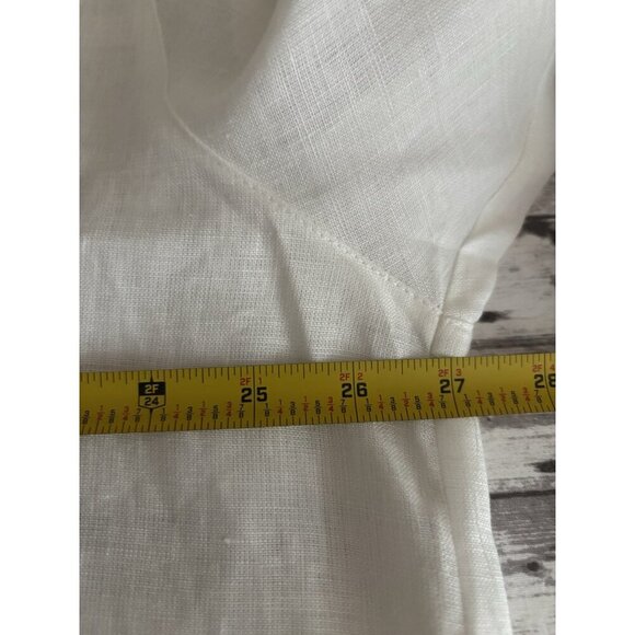 NEW 90s Large White Button Up Shirt Oversized Pocket Long Sleeve Linen Top 2X - Picture 10 of 11